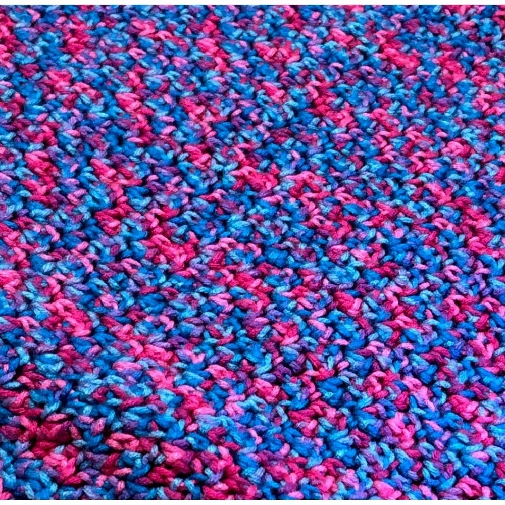 Handmade Crochet Baby Blanket  Variegated Knit Nursery Throw 38x32